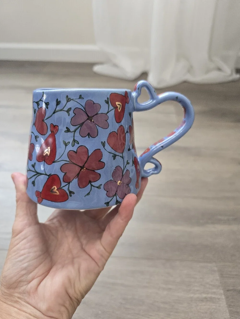 Anthropologie x The Mud Fairy Blooming Hearts Stoneware Mug Collectible